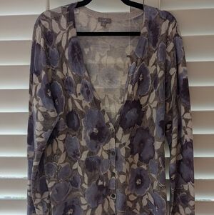 Floral Cardigan Sweater Sz XL